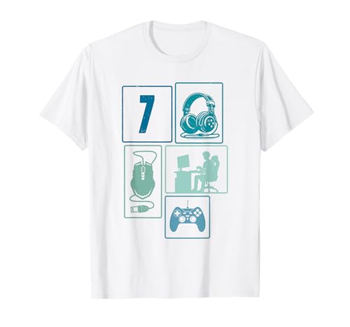 7. Geburtstag Jungs Cooles Video Gamer Zocker 7 Jahre alt T-Shirt von Retro Gamer Geburtstag Jungs Männer Geschenk