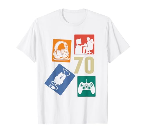 70. Geburtstag Männer Cooles Video Gamer Zocker 70 Jahre alt T-Shirt von Retro Gamer Geburtstag Jungs Männer Geschenk