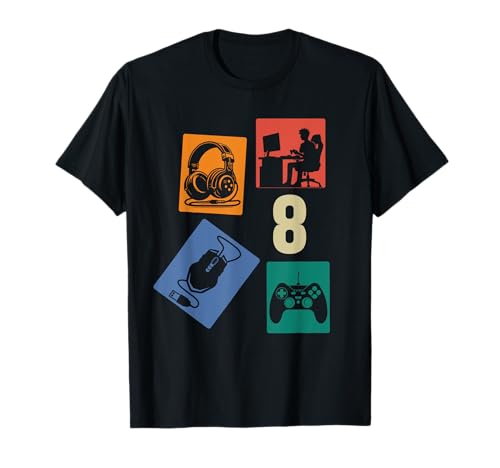 8. Geburtstag Jungs Cooles Video Gamer Zocker 8 Jahre alt T-Shirt von Retro Gamer Geburtstag Jungs Männer Geschenk