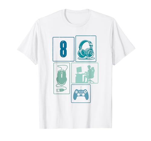 8. Geburtstag Jungs Cooles Video Gamer Zocker 8 Jahre alt T-Shirt von Retro Gamer Geburtstag Jungs Männer Geschenk