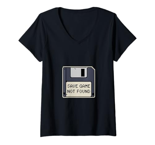 Damen Spiel speichern Nicht gefunden Pixel Gamer T-Shirt mit V-Ausschnitt von Retro Gamer Pixel Quotes