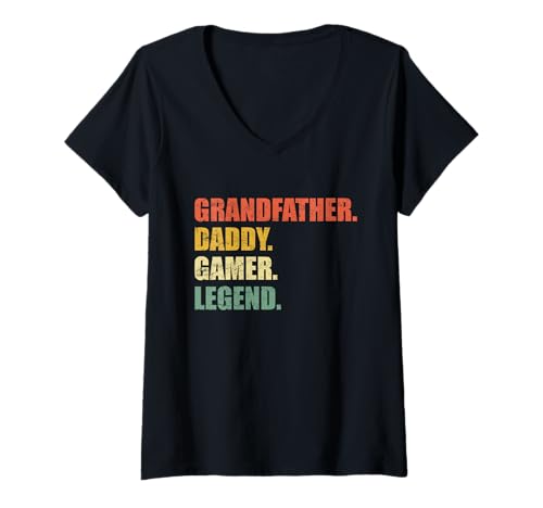 Damen Cooles Gamer Opa Zocker Videospiel Geschenk für Opas T-Shirt mit V-Ausschnitt Damen Cooles Gamer Opa Zocker Videospiel Geschenk für Opas T-Shirt mit V-Ausschnitt von Retro Gamer