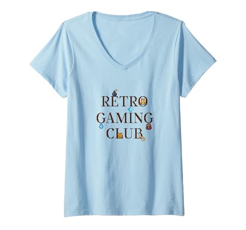 Damen Retro Gaming Club - Nostalgie - Old School Gaming Pixel T-Shirt mit V-Ausschnitt Damen Retro Gaming Club - Nostalgie - Old School Gaming Pixel T-Shirt mit V-Ausschnitt von Retro Gaming Club Tees