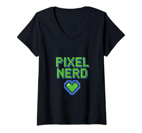 Damen Pixel Nerd Retro Gamer 8 Bit Herz Arcade Videospiel T-Shirt mit V-Ausschnitt Damen Pixel Nerd Retro Gamer 8 Bit Herz Arcade Videospiel T-Shirt mit V-Ausschnitt von Retro Gaming Pixel Nerd 8 Bit Herz Arcade Gamer