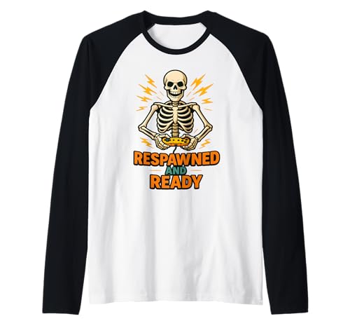 Herren Jungen Gamer Skelett Respawned and Ready Halloween Raglan Herren Jungen Gamer Skelett Respawned and Ready Halloween Raglan von Retro Gaming Skeleton Gifts Apparel