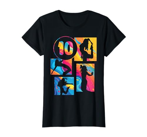 10. Geburtstag Hip Hop 10 Jahre Mädchen Tänzerin Retro T-Shirt von Retro Geburstag Hip Hop Geschenk Mädchen Frauen