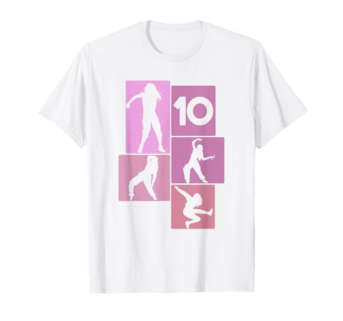 10. Geburtstag Hip Hop 10 Jahre Mädchen Tänzerin Retro T-Shirt von Retro Geburstag Hip Hop Geschenk Mädchen Frauen