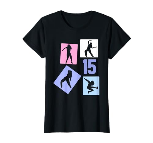 15. Geburtstag Hip Hop 15 Jahre Mädchen Tänzerin Retro T-Shirt von Retro Geburstag Hip Hop Geschenk Mädchen Frauen