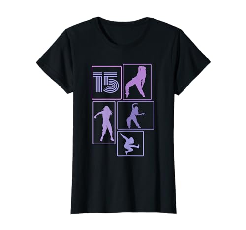 15. Geburtstag Hip Hop 15 Jahre Mädchen Tänzerin Retro T-Shirt von Retro Geburstag Hip Hop Geschenk Mädchen Frauen