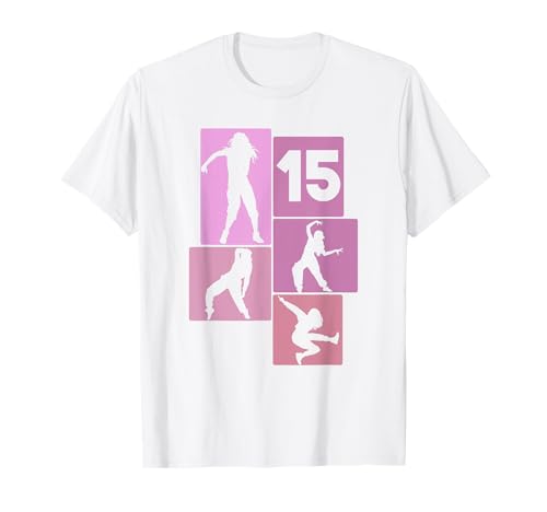 15. Geburtstag Hip Hop 15 Jahre Mädchen Tänzerin Retro T-Shirt von Retro Geburstag Hip Hop Geschenk Mädchen Frauen