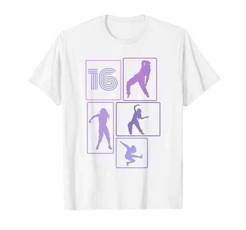 16. Geburtstag Hip Hop 16 Jahre Mädchen Tänzerin Retro T-Shirt von Retro Geburstag Hip Hop Geschenk Mädchen Frauen