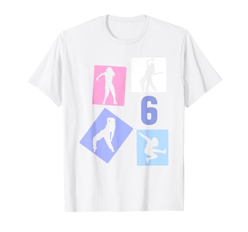 6. Geburtstag Hip Hop 6 Jahre Mädchen Tänzerin Retro T-Shirt von Retro Geburstag Hip Hop Geschenk Mädchen Frauen