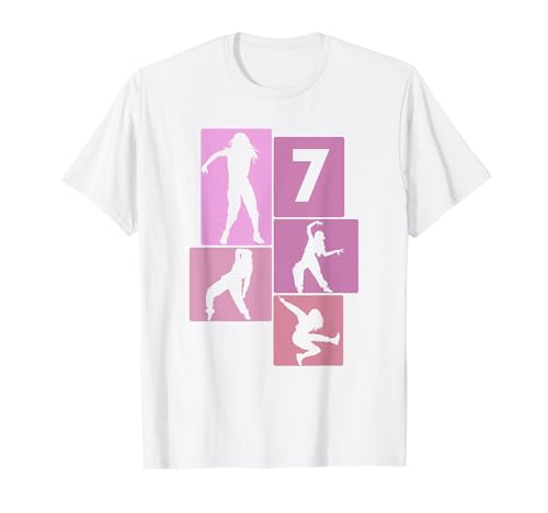 7. Geburtstag Hip Hop 7 Jahre Mädchen Tänzerin Retro T-Shirt von Retro Geburstag Hip Hop Geschenk Mädchen Frauen