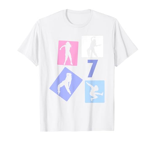 7. Geburtstag Hip Hop 7 Jahre Mädchen Tänzerin Retro T-Shirt von Retro Geburstag Hip Hop Geschenk Mädchen Frauen