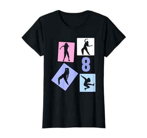 8. Geburtstag Hip Hop 8 Jahre Mädchen Tänzerin Retro T-Shirt von Retro Geburstag Hip Hop Geschenk Mädchen Frauen