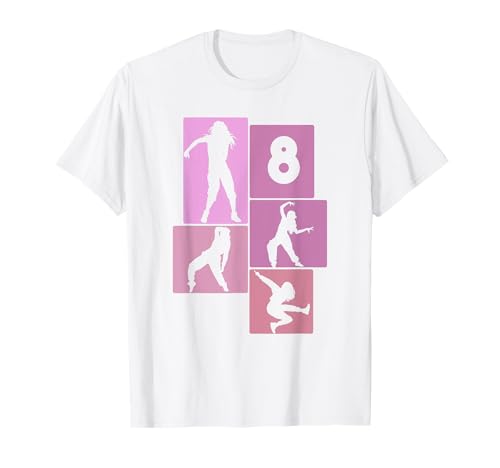 8. Geburtstag Hip Hop 8 Jahre Mädchen Tänzerin Retro T-Shirt von Retro Geburstag Hip Hop Geschenk Mädchen Frauen