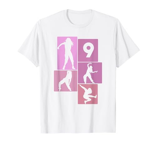 9. Geburtstag Hip Hop 9 Jahre Mädchen Tänzerin Retro T-Shirt von Retro Geburstag Hip Hop Geschenk Mädchen Frauen