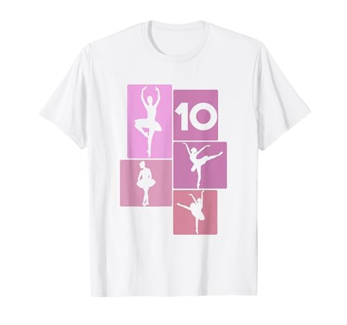 10. Geburtstag Ballet 10 Jahre Mädchen Retro Tänzerin T-Shirt von Retro Geburtstag Ballet Geschenk Mädchen Frauen