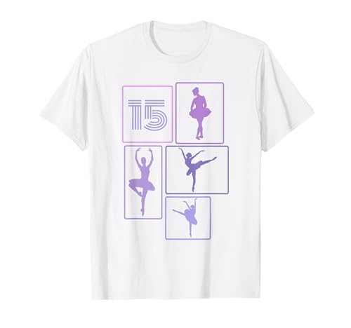 15. Geburtstag Ballet 15 Jahre Mädchen Retro Tänzerin T-Shirt von Retro Geburtstag Ballet Geschenk Mädchen Frauen
