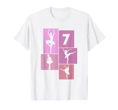 7. Geburtstag Ballet 7 Jahre Mädchen Retro Tänzerin T-Shirt von Retro Geburtstag Ballet Geschenk Mädchen Frauen