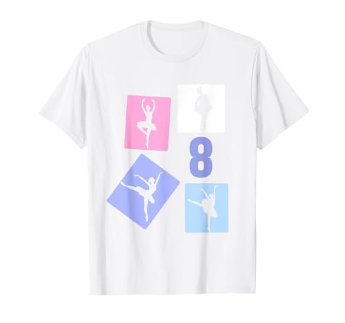 8. Geburtstag Ballet 8 Jahre Mädchen Retro Tänzerin T-Shirt von Retro Geburtstag Ballet Geschenk Mädchen Frauen