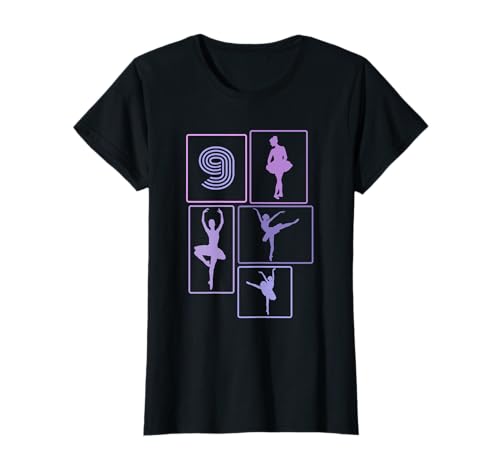 9. Geburtstag Ballet 9 Jahre Mädchen Retro Tänzerin T-Shirt von Retro Geburtstag Ballet Geschenk Mädchen Frauen