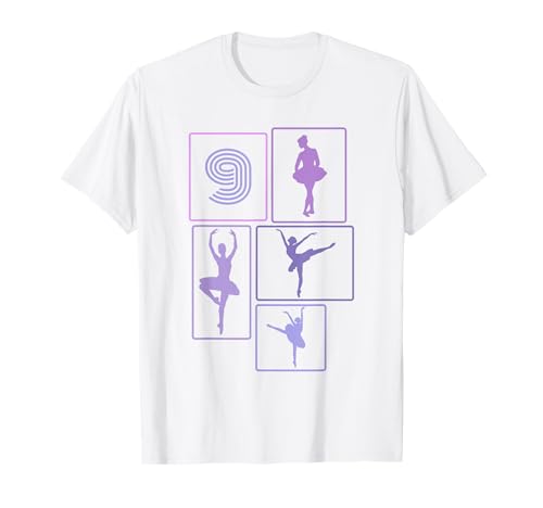 9. Geburtstag Ballet 9 Jahre Mädchen Retro Tänzerin T-Shirt von Retro Geburtstag Ballet Geschenk Mädchen Frauen