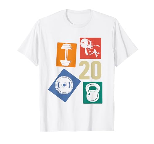 20. Geburtstag Body Building 20 Jahre Männer Retro Gymrat T-Shirt von Retro Geburtstag Body Building Männer Geschenk