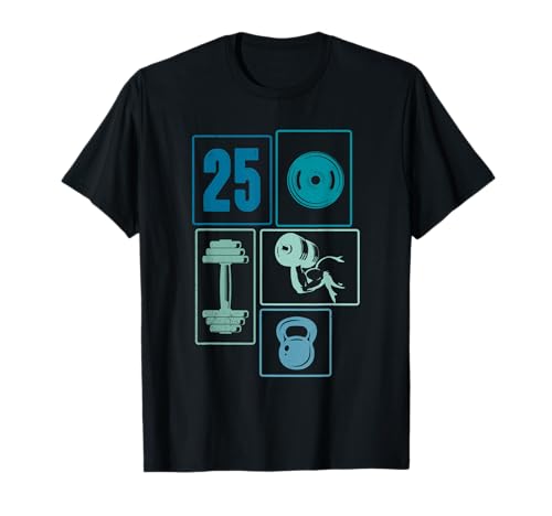 25. Geburtstag Body Building 25 Jahre Männer Retro Gymrat T-Shirt von Retro Geburtstag Body Building Männer Geschenk