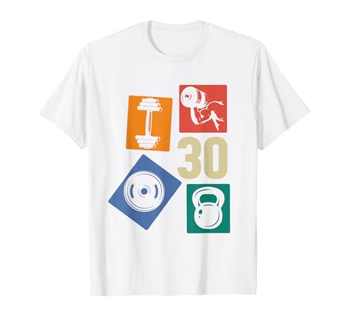30. Geburtstag Body Building 30 Jahre Männer Retro Gymrat T-Shirt von Retro Geburtstag Body Building Männer Geschenk