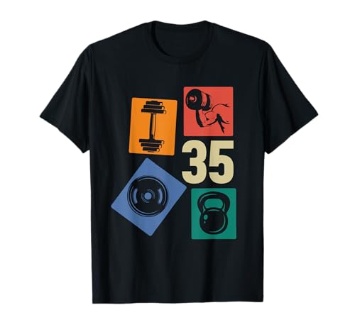 35. Geburtstag Body Building 35 Jahre Männer Retro Gymrat T-Shirt von Retro Geburtstag Body Building Männer Geschenk