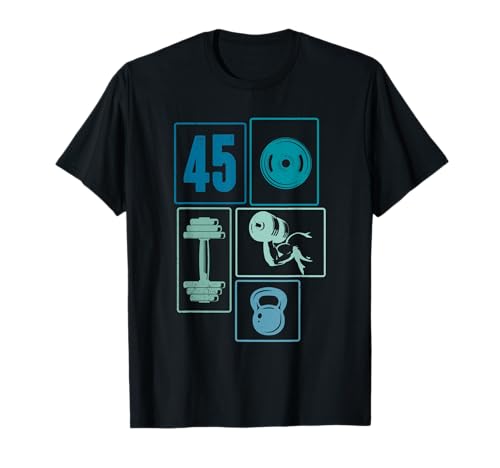 45. Geburtstag Body Building 45 Jahre Männer Retro Gymrat T-Shirt von Retro Geburtstag Body Building Männer Geschenk