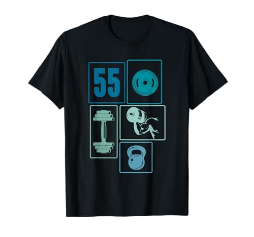 55. Geburtstag Body Building 55 Jahre Männer Retro Gymrat T-Shirt von Retro Geburtstag Body Building Männer Geschenk