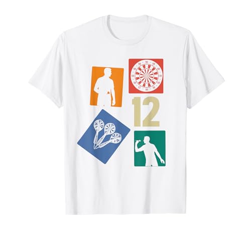 12. Geburtstag Dart 12 Jahre Jungs Retro Darts Spieler T-Shirt von Retro Geburtstag Dart Jungs Männer Geschenk