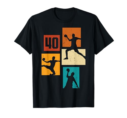 40. Geburtstag Männer Retro Handball Spieler 40 Jahre alt T-Shirt von Retro Geburtstag Handball Geschenk Jungs Männer