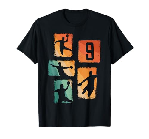 9. Geburtstag Jungs Retro Handball Spieler 9 Jahre alt T-Shirt von Retro Geburtstag Handball Geschenk Jungs Männer