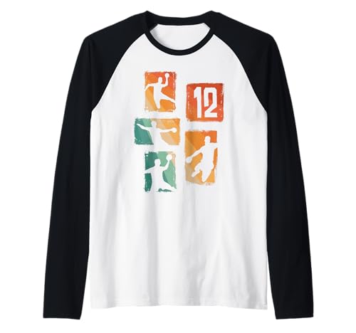 Herren 12. Geburtstag Jungs Retro Handball Spieler 12 Jahre alt Raglan von Retro Geburtstag Handball Geschenk Jungs Männer