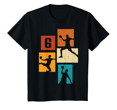 Kinder 6. Geburtstag Jungs Retro Handball Spieler 6 Jahre alt T-Shirt von Retro Geburtstag Handball Geschenk Jungs Männer