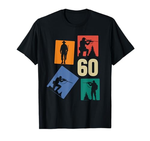 60. Geburtstag Jagen 60 Jahre Männer Retro Jäger Jagd T-Shirt von Retro Geburtstag Jagen Jungs Männer Geschenk Jäger