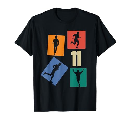 11. Geburtstag Joggen 11 Jahre Jungs Retro Jogger Läufer T-Shirt von Retro Geburtstag Joggen Geschenk Jungs Männer