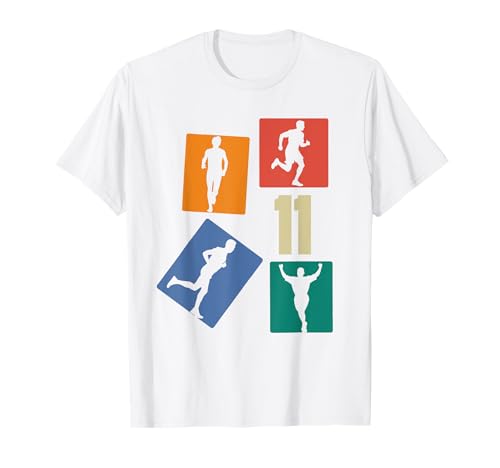 11. Geburtstag Joggen 11 Jahre Jungs Retro Jogger Läufer T-Shirt von Retro Geburtstag Joggen Geschenk Jungs Männer