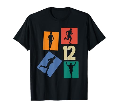 12. Geburtstag Joggen 12 Jahre Jungs Retro Jogger Läufer T-Shirt von Retro Geburtstag Joggen Geschenk Jungs Männer
