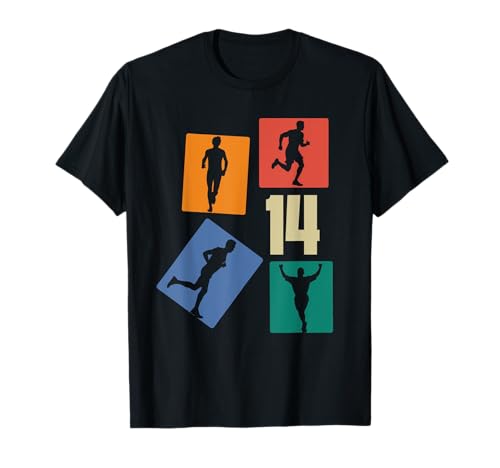 14. Geburtstag Joggen 14 Jahre Jungs Retro Jogger Läufer T-Shirt von Retro Geburtstag Joggen Geschenk Jungs Männer