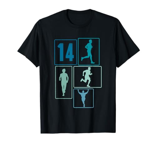 14. Geburtstag Joggen 14 Jahre Jungs Retro Jogger Läufer T-Shirt von Retro Geburtstag Joggen Geschenk Jungs Männer