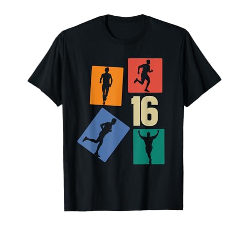 16. Geburtstag Joggen 16 Jahre Jungs Retro Jogger Läufer T-Shirt von Retro Geburtstag Joggen Geschenk Jungs Männer