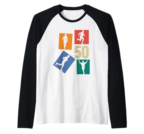 Herren 50. Geburtstag Joggen 50 Jahre Männer Retro Jogger Läufer Raglan von Retro Geburtstag Joggen Geschenk Jungs Männer