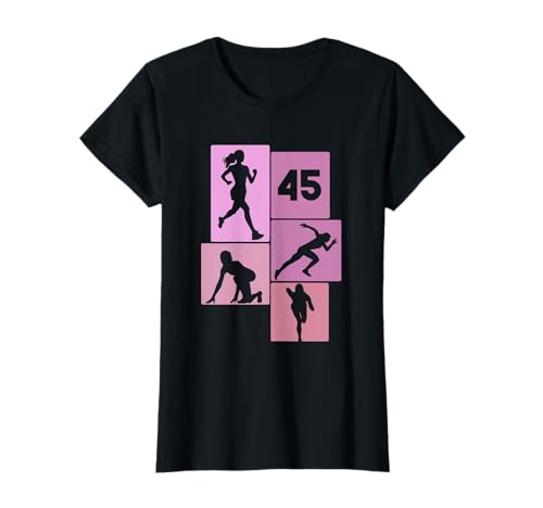 45. Geburtstag Joggen 45 Jahre Mädchen Retro Jogger Laufen T-Shirt von Retro Geburtstag Joggen Geschenk Mädchen Frauen