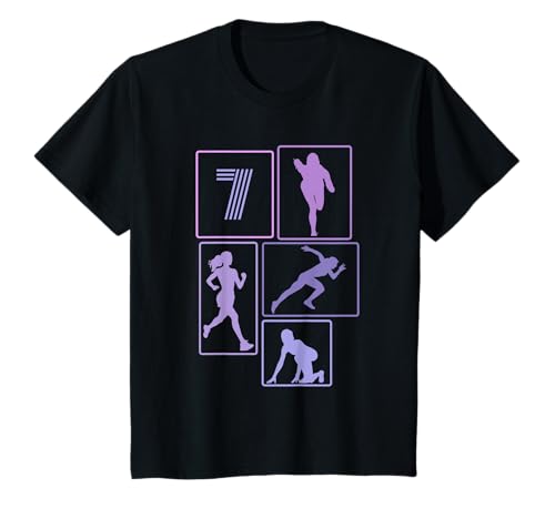 7. Geburtstag Joggen 7 Jahre Mädchen Retro Jogger Laufen T-Shirt von Retro Geburtstag Joggen Geschenk Mädchen Frauen