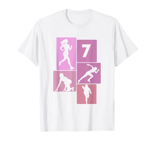 7. Geburtstag Joggen 7 Jahre Mädchen Retro Jogger Laufen T-Shirt von Retro Geburtstag Joggen Geschenk Mädchen Frauen