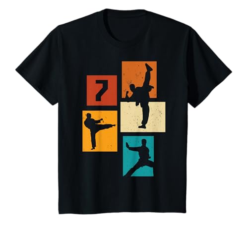 Kinder 7. Geburtstag Karate 7 Jahre Junge Karate Kämpfer T-Shirt von Retro Geburtstag Karate Jungs Männer Geschenk